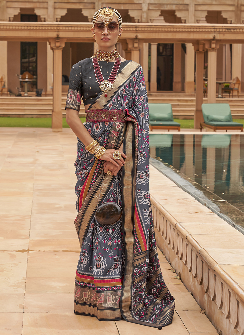 Buy Pandadi Saree Womens Designer Patola Silk Saree With Blouse Piece  Online at Best Prices in India - JioMart.