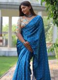 Blue Weaving Satin Silk Saree