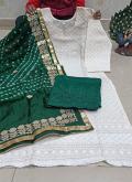 Bottle Green Lucknowi Work Cotton Readymade Salwar Suit