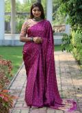 Purple Weaving Satin Silk Saree