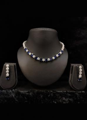 blue stone diamond necklace designs