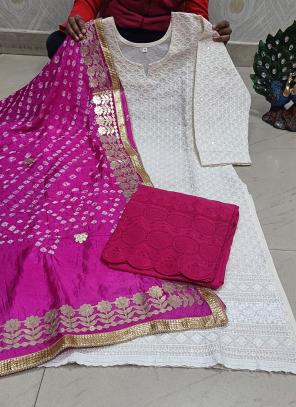 Rani Lucknowi Work Cotton Readymade Salwar Suit