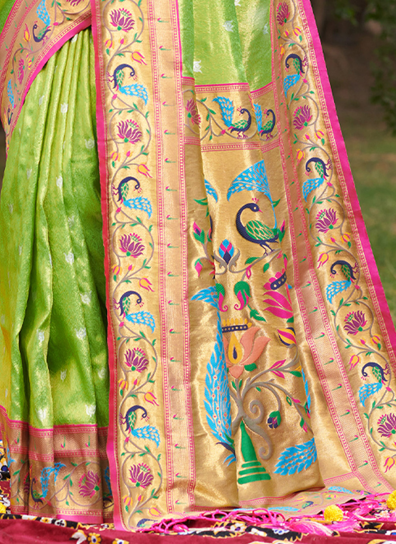 Buy Olive Green Paithani Silk Saree Online