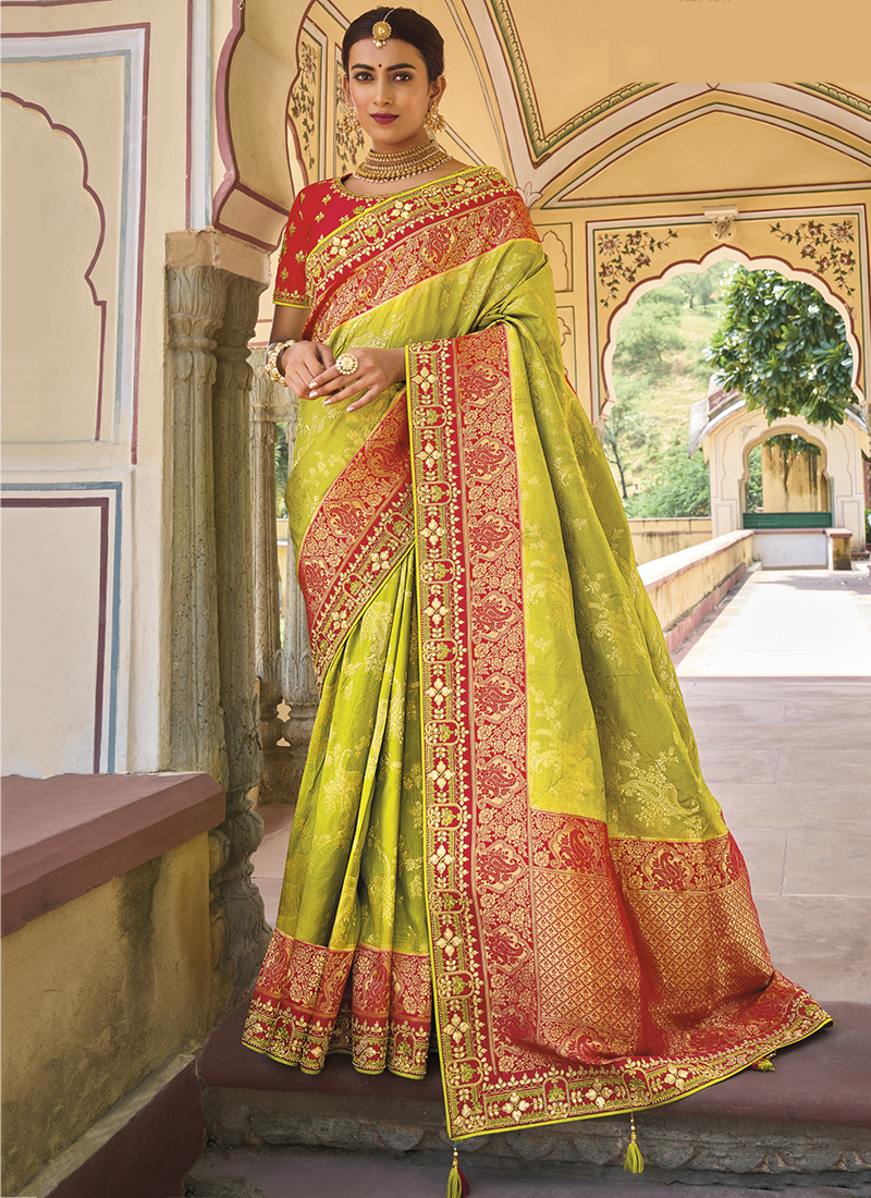 Light Green Colour Pure Soft Silk Saree Stylish Blouse Piece – TULIP  DESIGNER