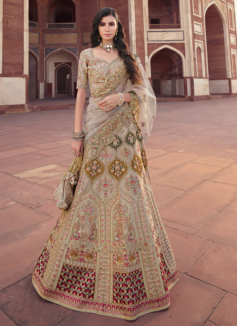 Malay Satin Material Lehenga Choli Heavy Work – Kaleendi