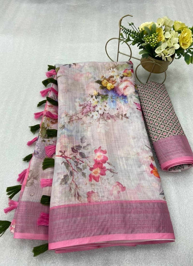 Exclusive pure linen digital printed saree | Advaita Collections