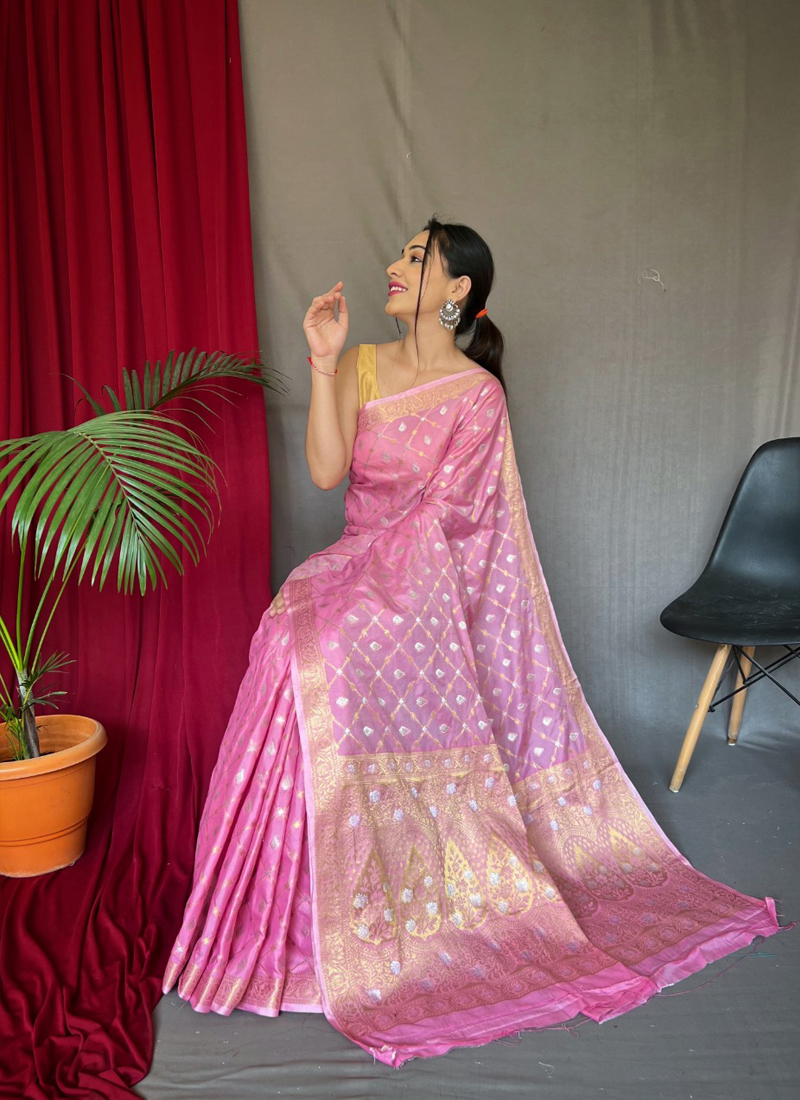 Handloom Jamdani Orange pure Muslin silk saree with woven flowers