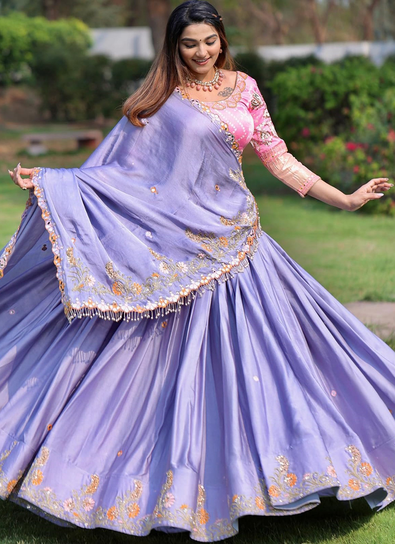 Buy Rose Pink And Purple Ombre Lehenga Choli In Georgette With Sequins  Embroidered Buttis Online - Kalki Fashion