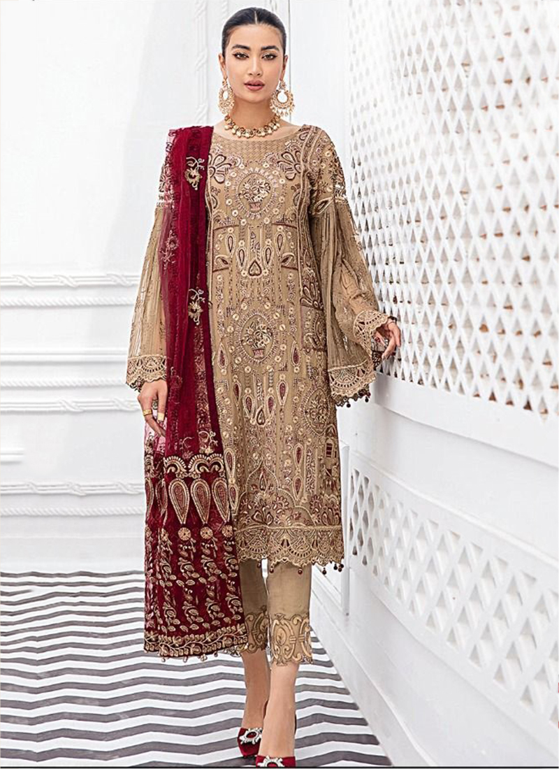 Burgundy on sale pakistani dress