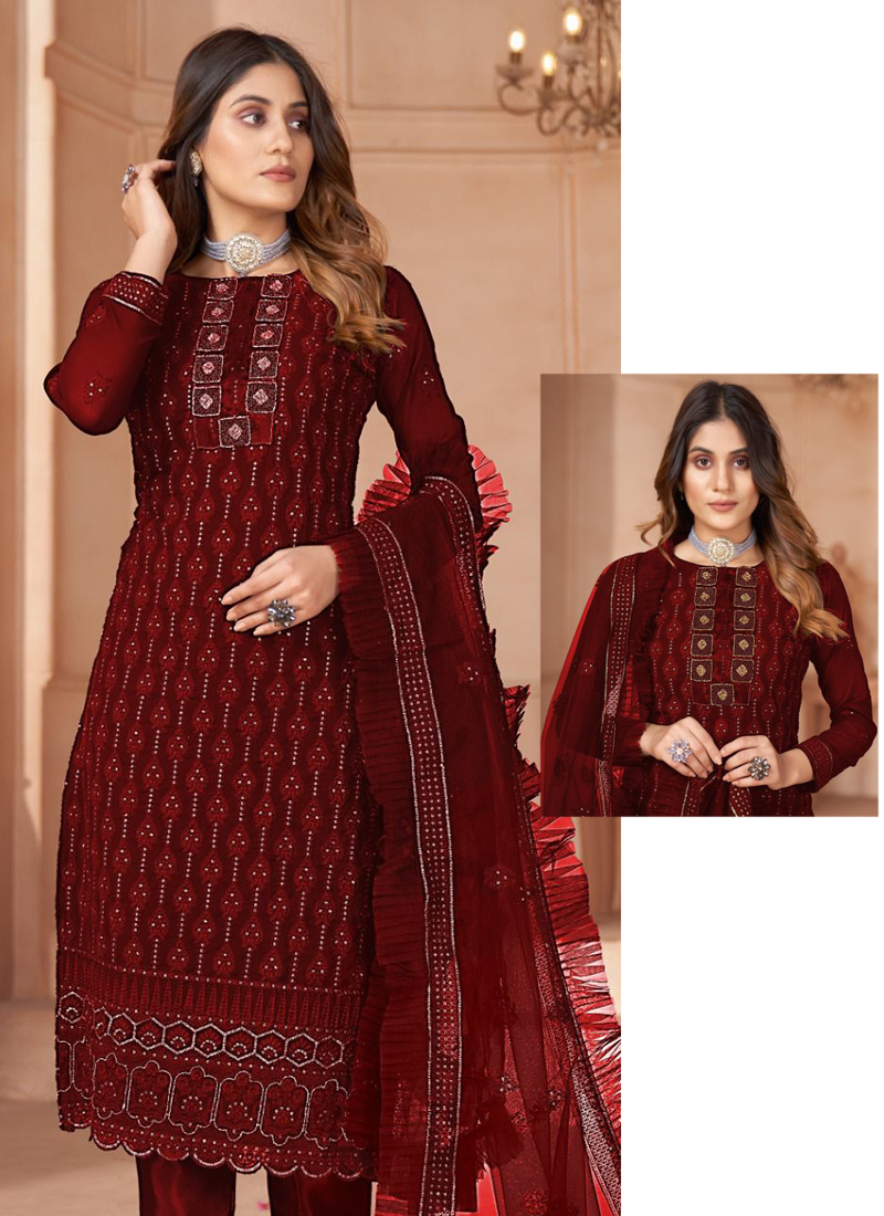 Maroon pakistani outlet dress