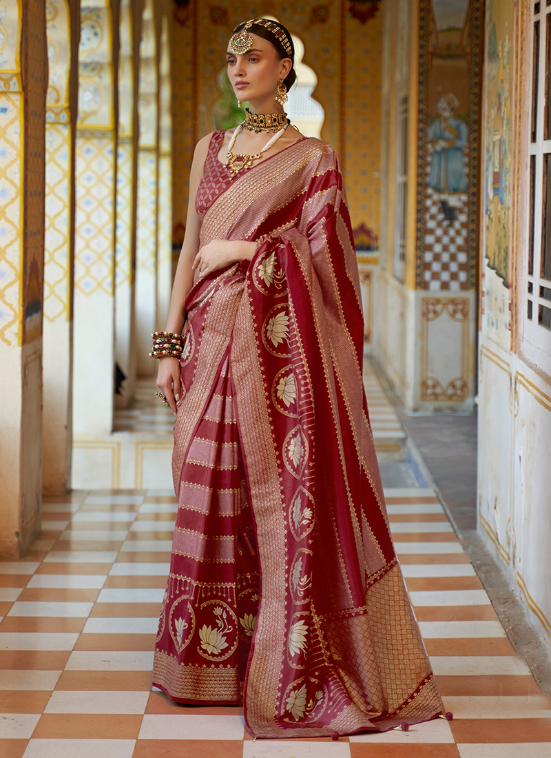 Shop Regal Tussar Silk Foil Print Woven Zari Work Saree Festive Wear Online  at Best Price | Cbazaar