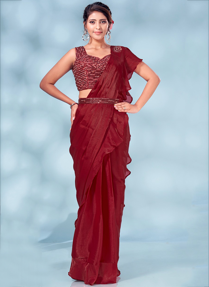 Buy Maroon Color Readymade Gown Online