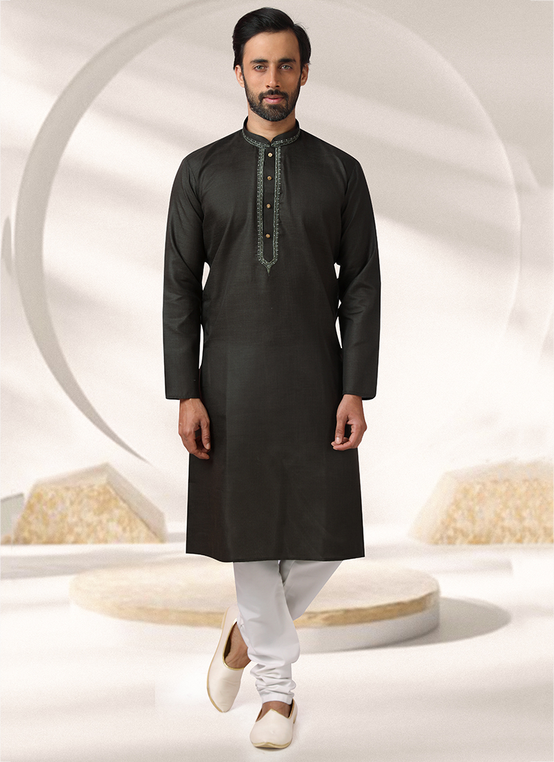 Attractive Gold Art Silk Kurta Pajama Jacket Set with Mahndi Green Jacquard  Jacket.