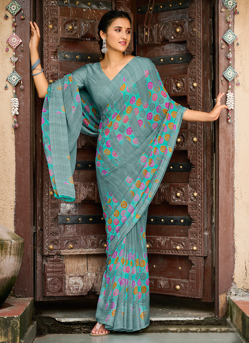 Buy Dwini Color Block Daily Wear Georgette Multicolor Sarees Online @ Best  Price In India | Flipkart.com