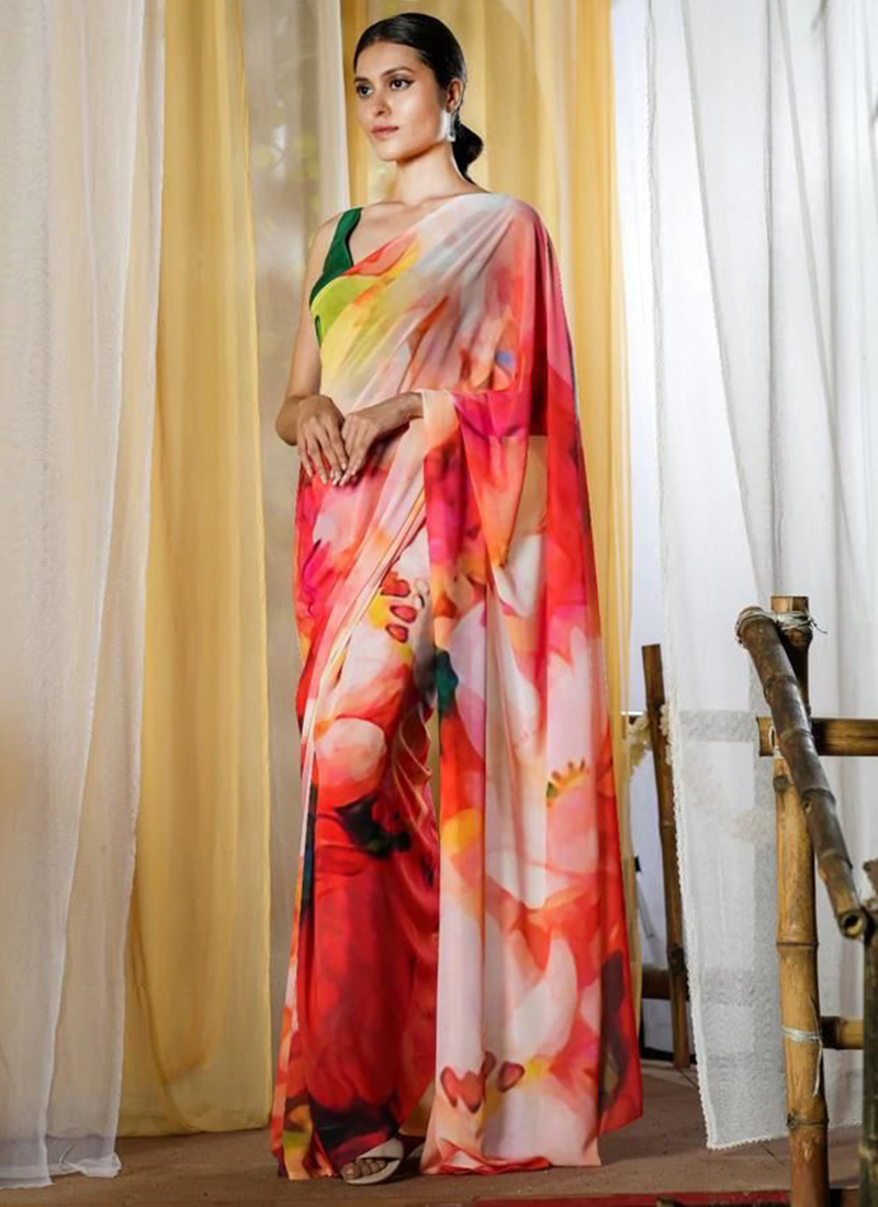 Trendy Saree Faux Chiffon Multi Colour Print Saree – Kajols - Indian &  Pakistani Fashion & Tailoring