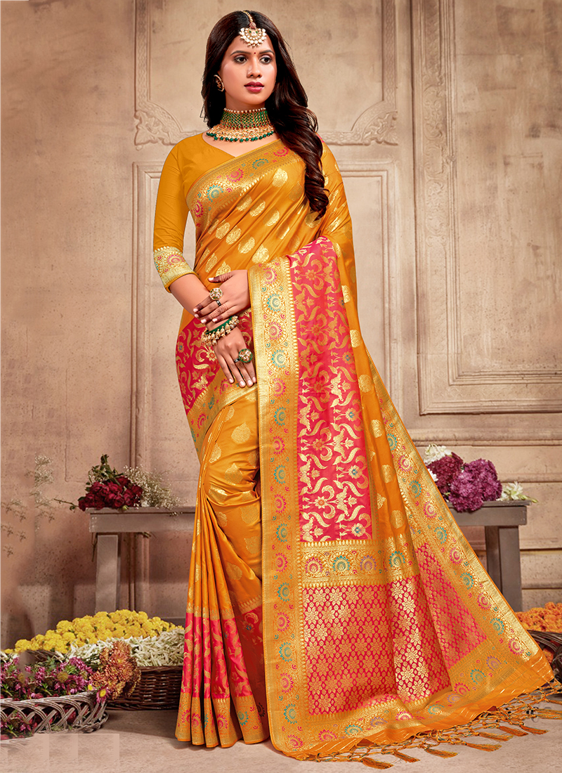 Buy Yutika Viscose Dola Silk Pichwai Saree Online | Ekana Label