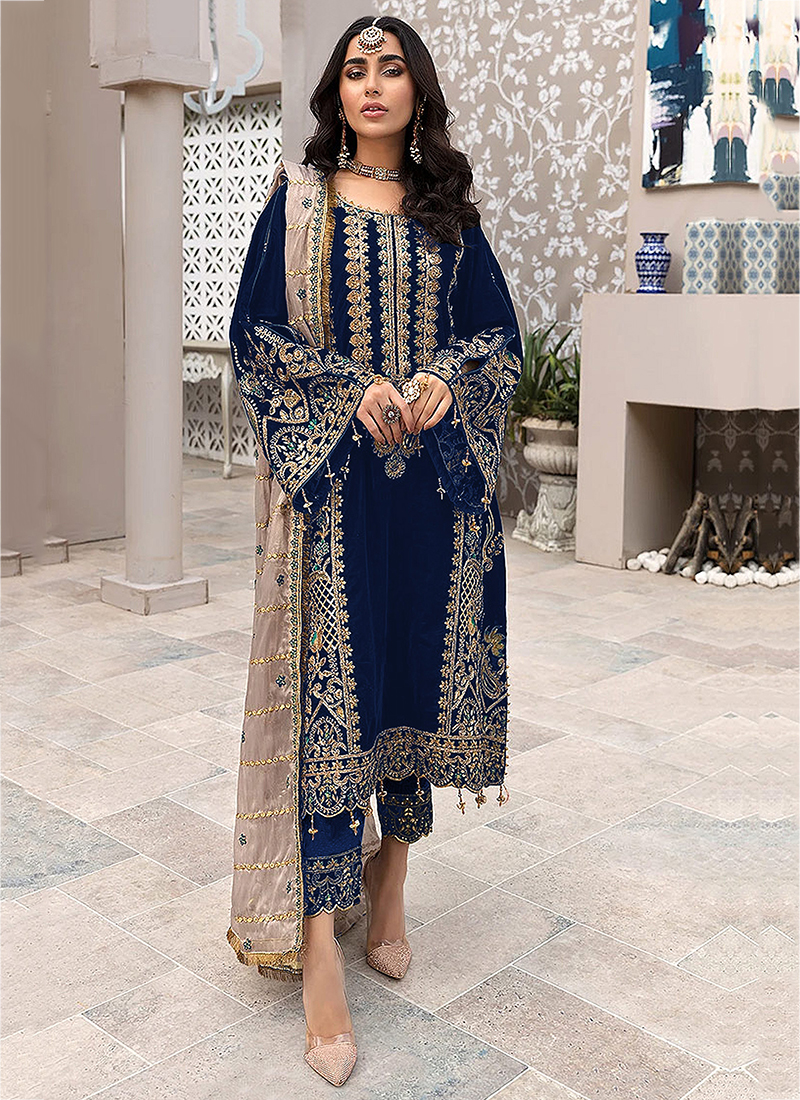 Dark blue 2025 pakistani dresses