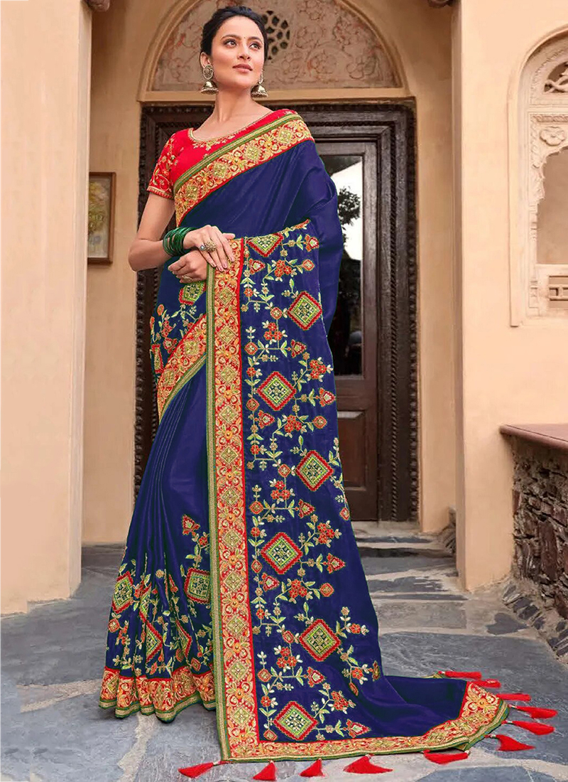 Navy Blue Designer Fancy Party Wear Saree – Fashionfy