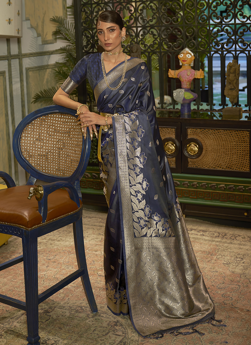 Plain Party Wear Ladies Royal Blue Satin Silk Saree, 5.5 m (separate blouse  piece) at Rs 725/piece in Surat