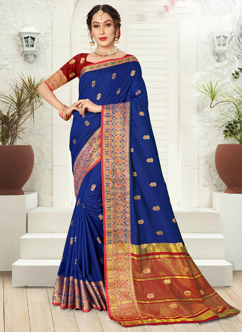 Embroidered Teal Blue Fancy Saree in Georgette SARV163466