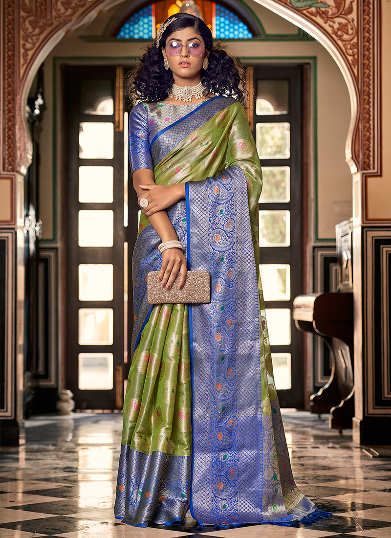 Buy Saree Mall Olive Embellished Saree With Blouse for Women's Online @  Tata CLiQ