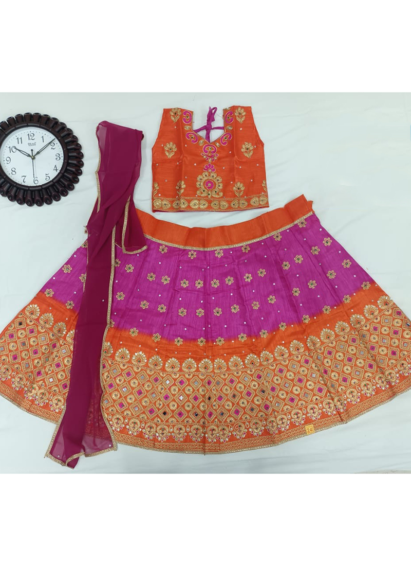 Sunshine Delight: Georgette Orange Printed Lehenga Choli for Kids. – Urban  Codes Clothing