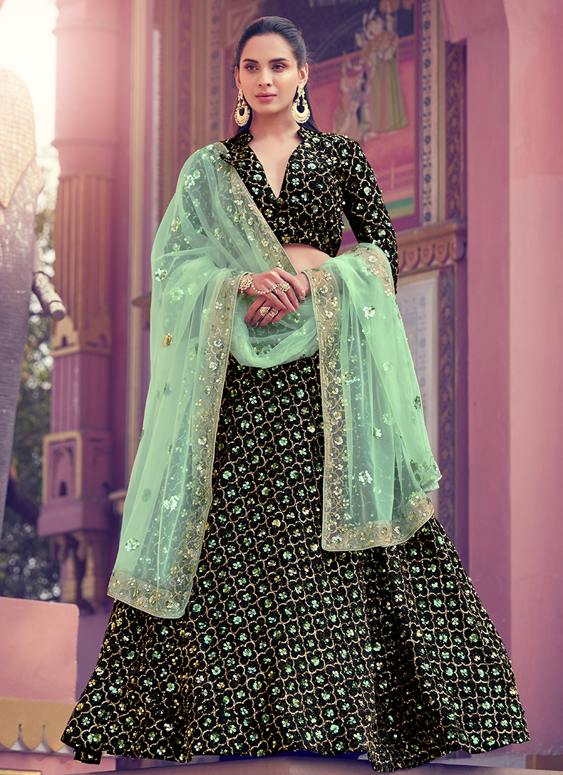 Enchanting Green Embroidered Lehenga Choli: Elegance for Weddings and –  KotaSilk