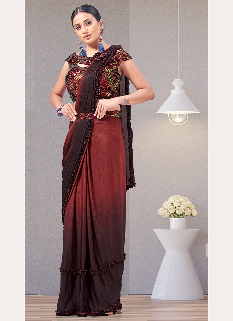 Designer Maroon and Pink Embroidered Saree for Wedding | Mahotsav Group | Party  wear sarees, Satin saree, Saree wedding