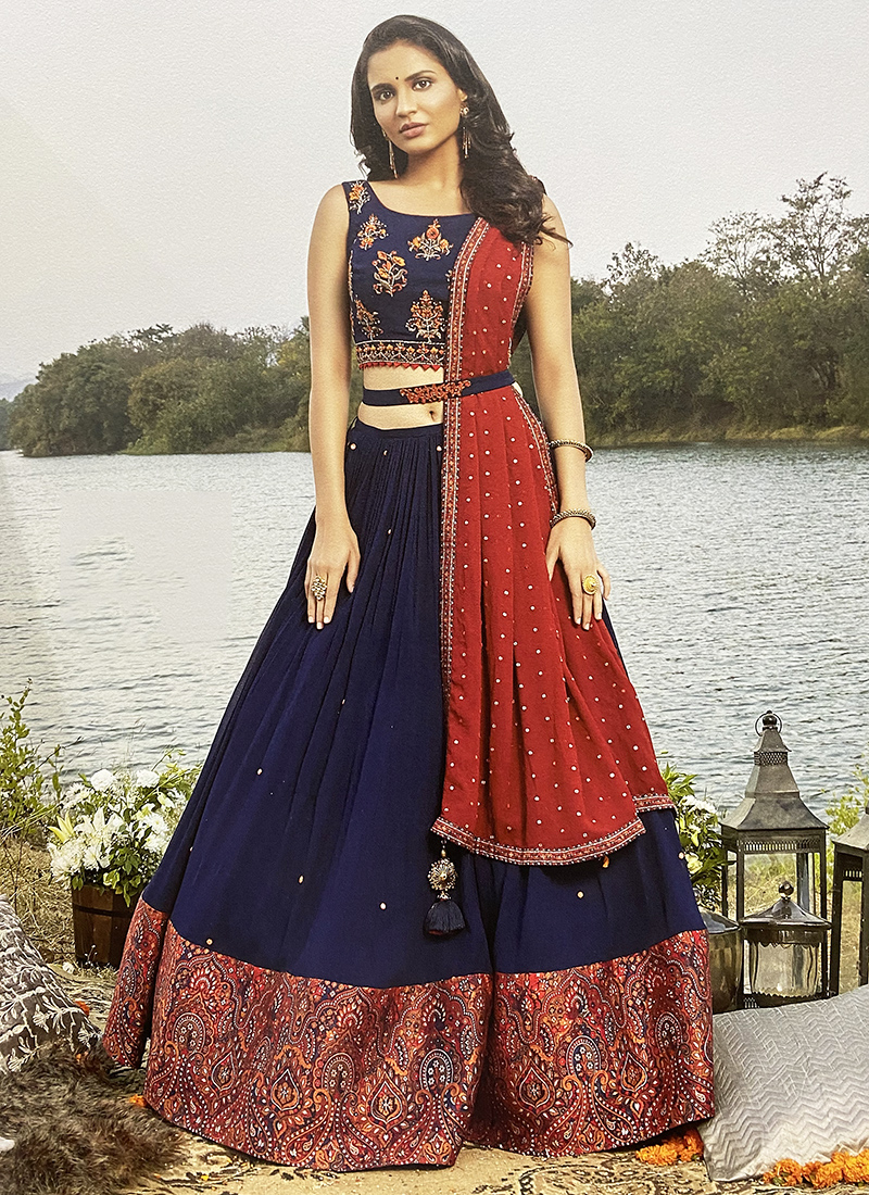 Party Wear Lehenga Choli With Designer Embroidery Sequence Work | Party  Simple Lehenga Designs | 3d-mon.com