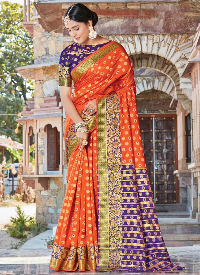 Designer Soft Banarasi Silk Saree With Self Jacquard Waving