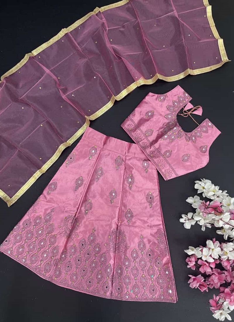 Buy Yellow Royal Blue Silk Party Wear Mirror Work Readymade Kids Lehenga  Choli Online From Wholesale Salwar.