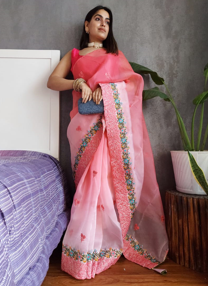 Buy Organza Party Silk Saree Online -