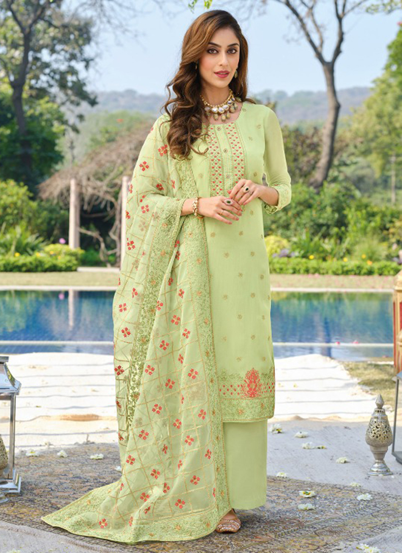 Buy Pista green Digital Printed Pashmina Salwar Suit Online