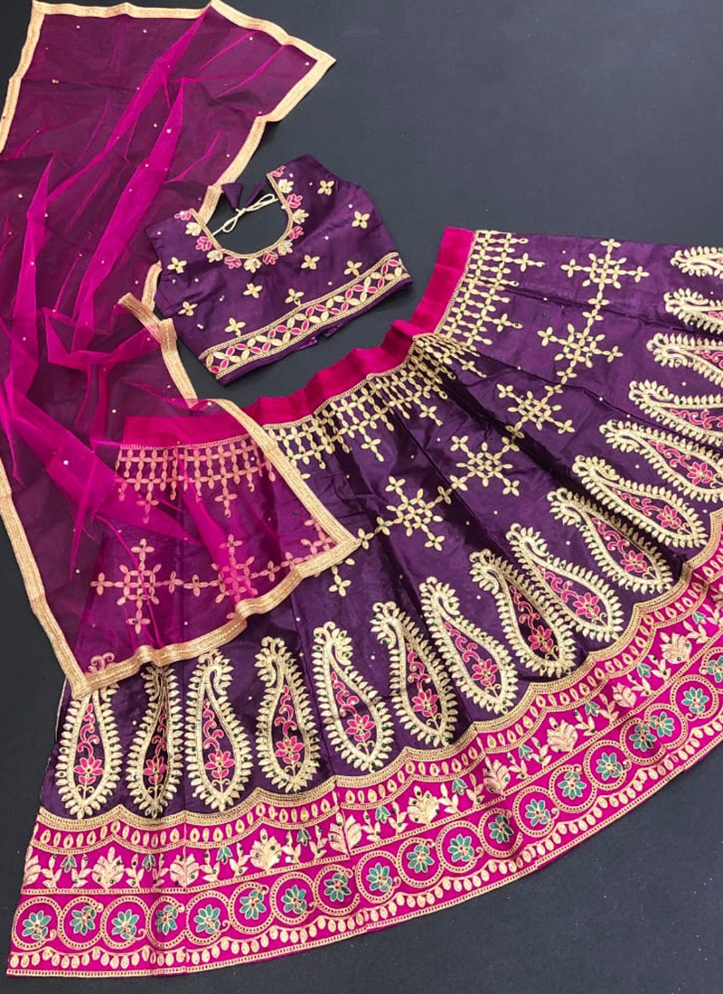 Buy Dharmi Fashion Velvet Semi-Stitched Embroidery work on velvet kids  lehenga choli with net dupatta for Wedding Parties (4-5 Years, Blue) at  Amazon.in
