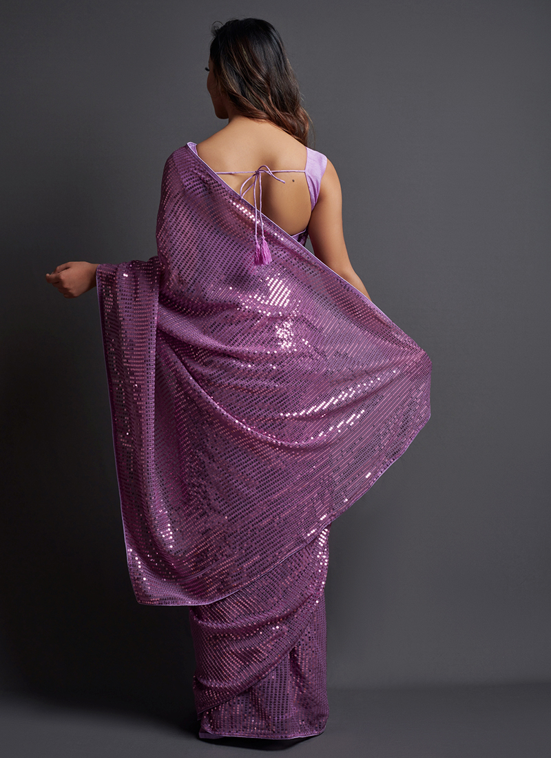 Buy online Purple Sequin Saree With Blouse from ethnic wear for Women by  Panzora for ₹1499 at 50% off | 2024 Limeroad.com