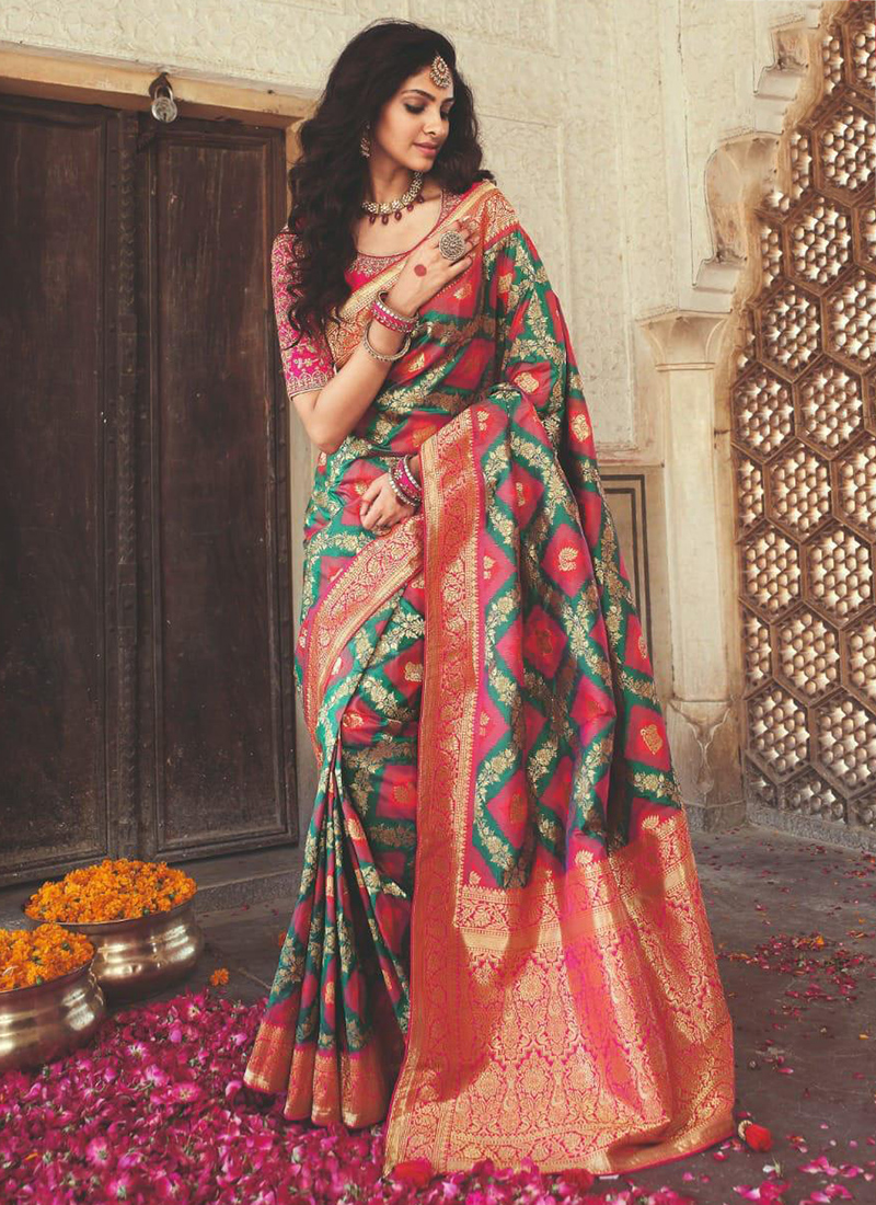 Banarasi silk Weaving Purple Banarasi Saree with Blouse - SR24535
