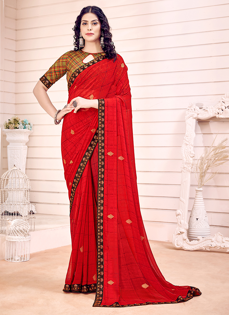 Rust Red Designer Embroidered Silk Party Wear Saree | Party wear sarees,  Saree designs, Party wear