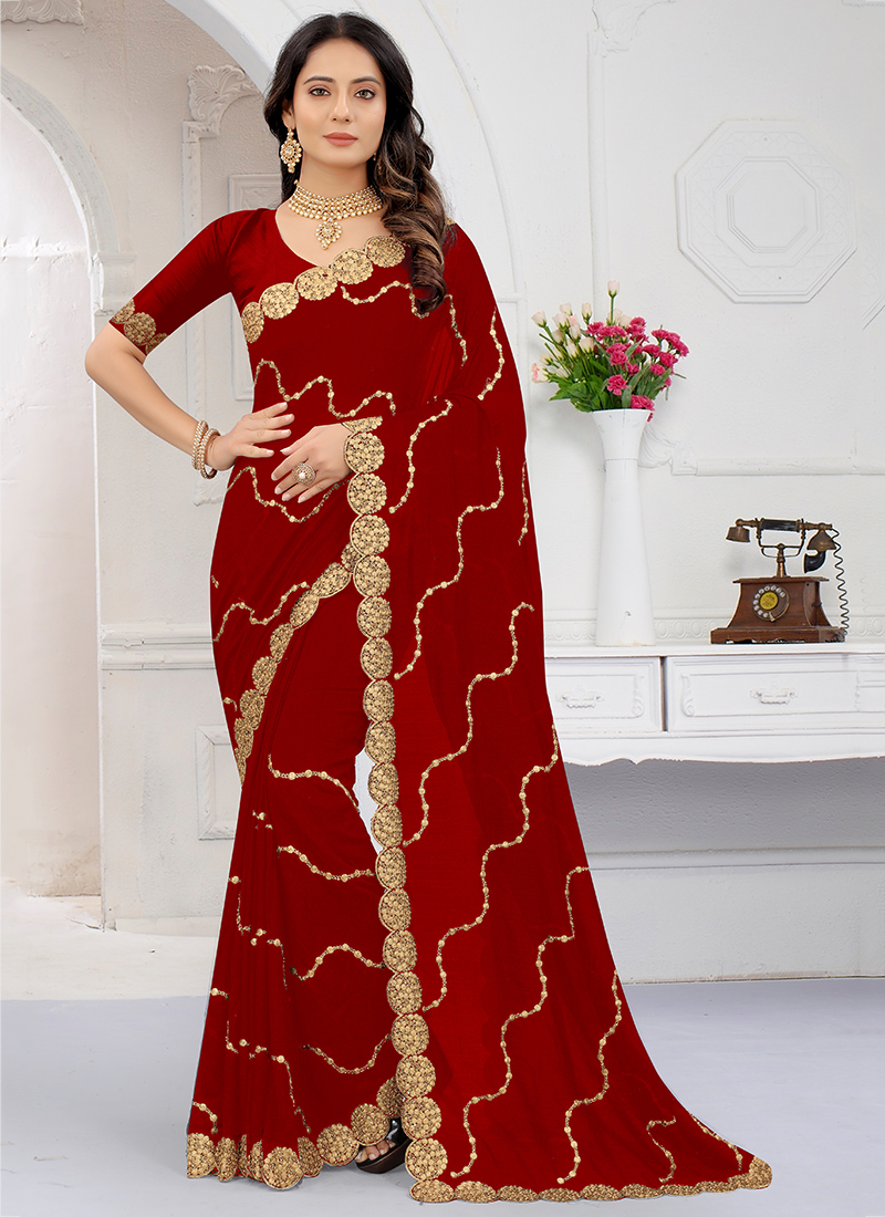 Buy Ranas Red Designer Saree Online | Sarees | Ranas