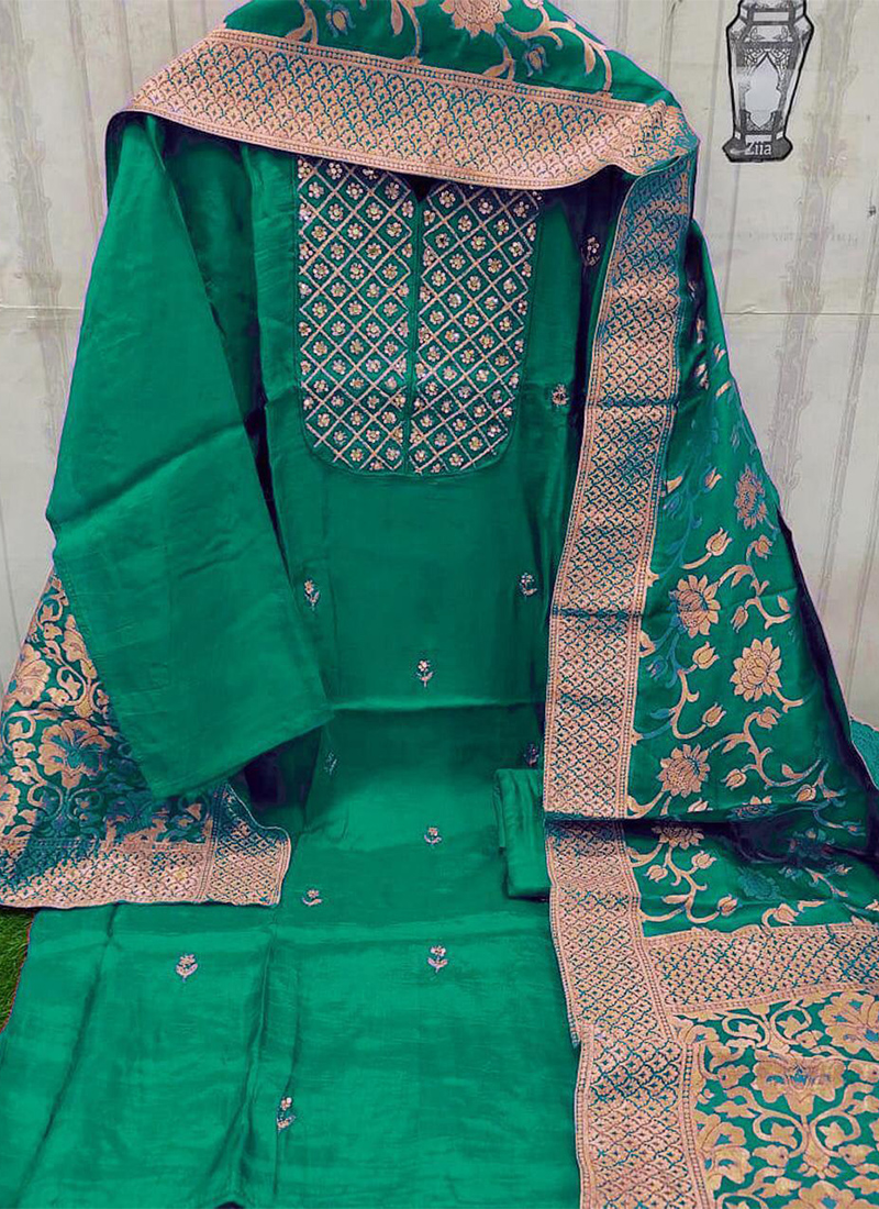 Zarqash Chikankari Cotton Embroidered Dress Material On Wholesale