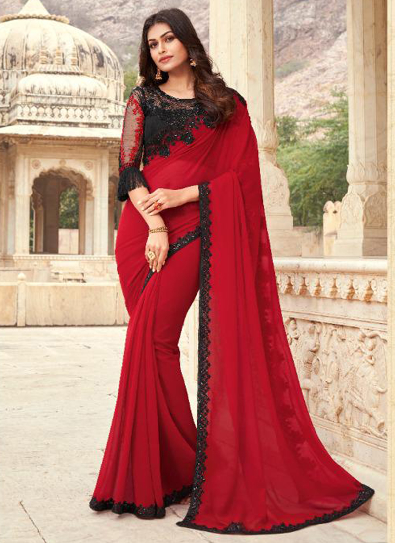 Buy Party Wear Rani Vichitra Silk Zari Work Fancy Saree Online