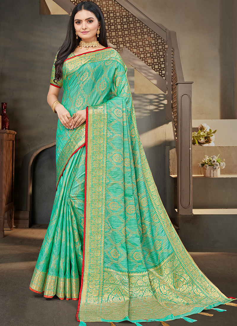 Best Sellers Sea Green Color Sarees Collection Online