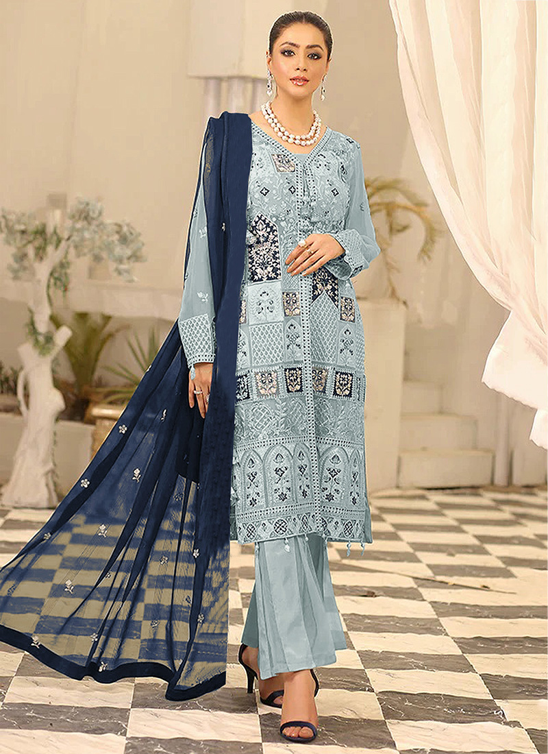 Premium Chiffon Embroidered Salwar Kameez - Pakistani Dress - C1014J |  Fabricoz USA
