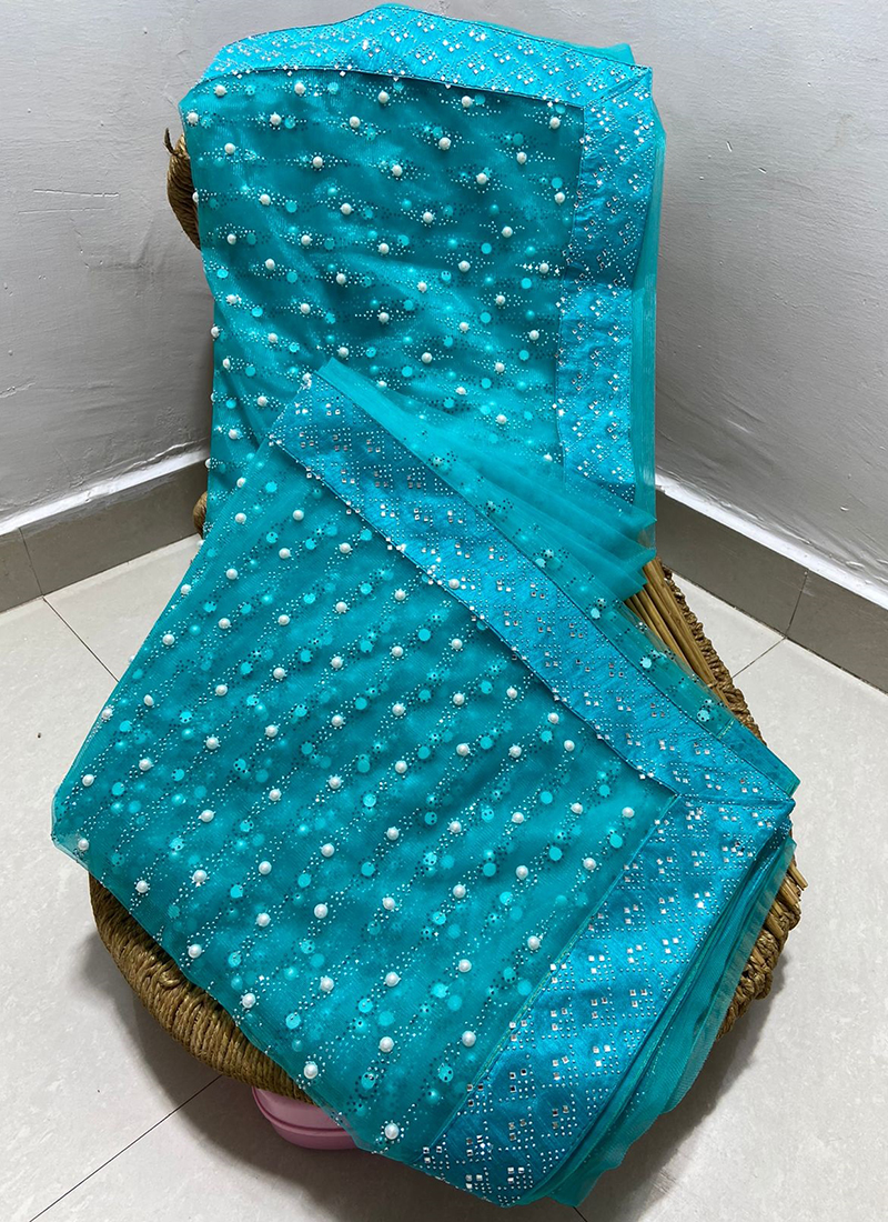 Pearl work deals net saree