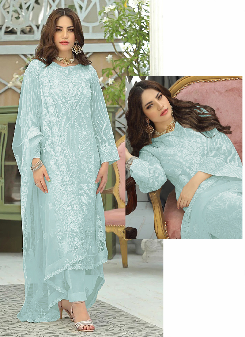 Light blue hot sale pakistani dress