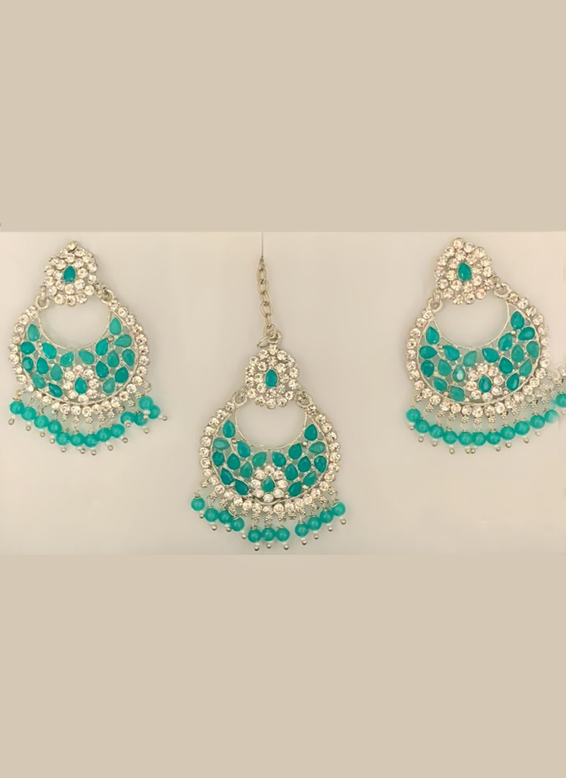 Sky Blue American Diamond Square Leaf Earrings – Abdesignsjewellery