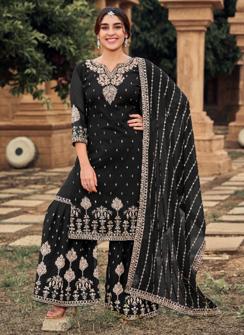 Women Black Designer Gown with Dupatta set – mahezon