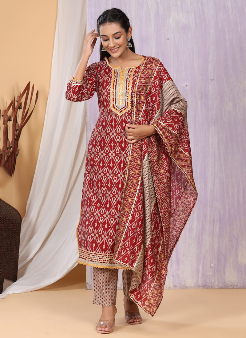 Buy Pink Pure Muslin Digital Printed And Embroidered Salwar Suit | Palazzo Salwar  Suits