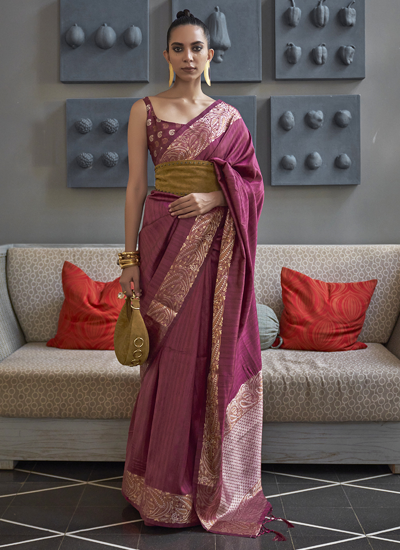 Handloom Pure Katan Silk Banarasi Saree in Red with Copper Zari –  WeaverStory-sgquangbinhtourist.com.vn