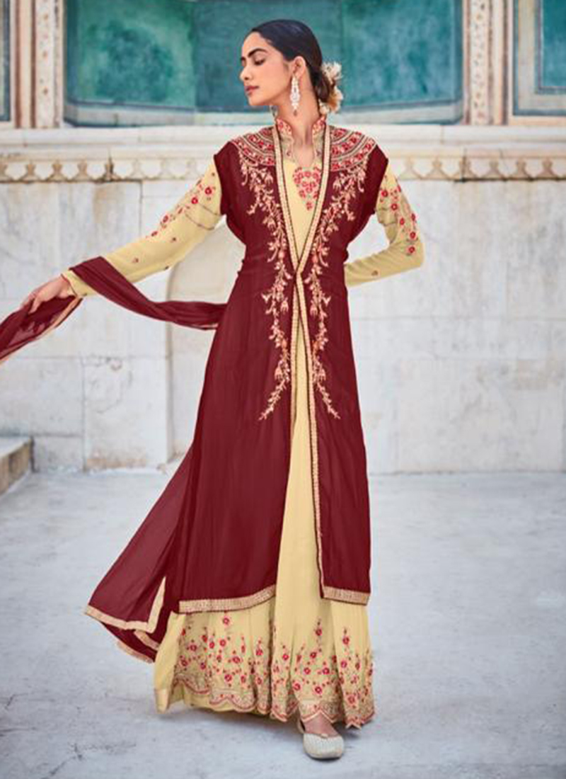 Indian Designer Partywear Flared Gown Handmade Wedding Wear Anarkali Gown  Suit | eBay