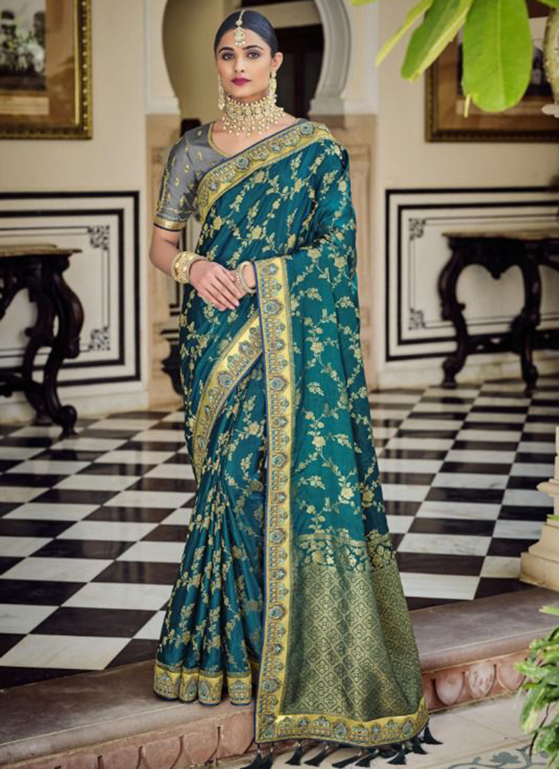 Blue Silk Sarees: Buy Latest Designs Online | Utsav Fashion